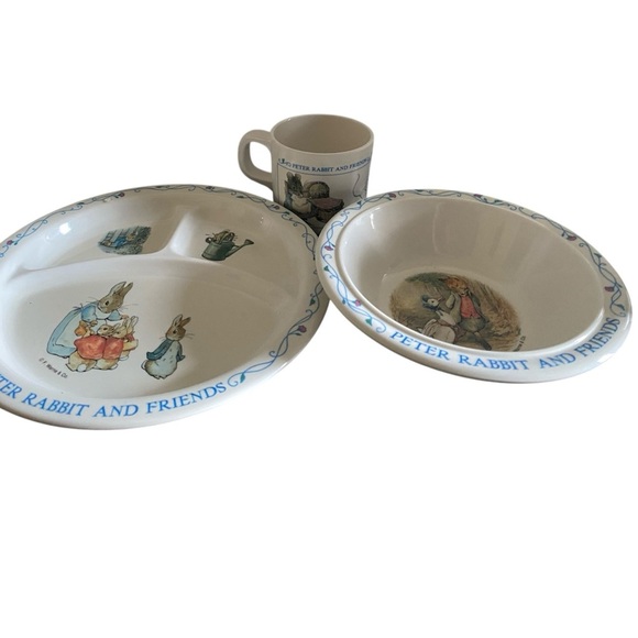 Vintage Peter Rabbit and Friends by Eden, Melamine Child's Cup Bowl & Plate Set - Picture 3 of 15